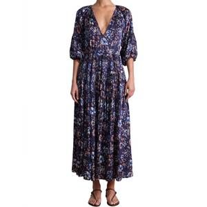 NEW APIECE APART women's santa cecilia dress in batik floral navy